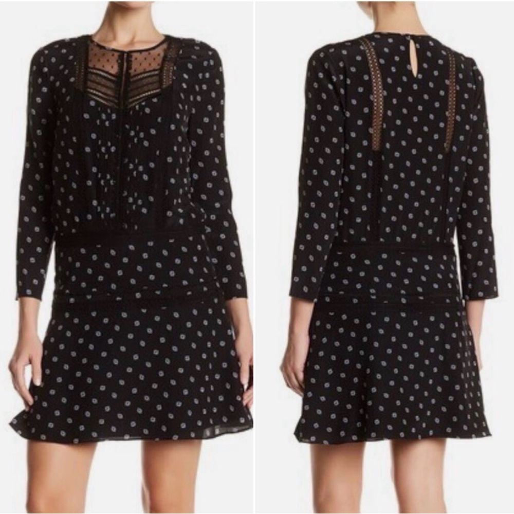 Veronica Beard Jasmine lace boho black&white daisy dress 6